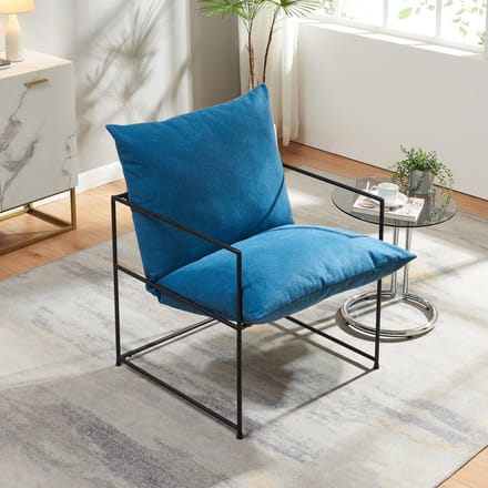Fauteuil Utsjoki 90x61x70 cm zwart en blauw [en.casa]