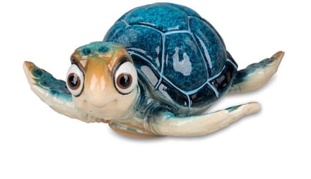 Schildpad - Decoratie - Blauw - Vrolijk - Beeld - 16x14x7cm - Polyserin
