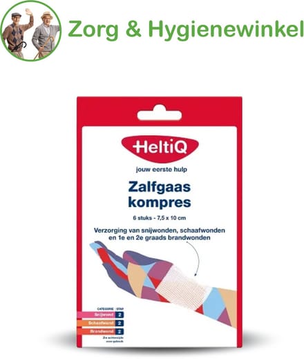 Heltiq - Zalfgaaskompres - 7,5 x 10cm - 6 stuks