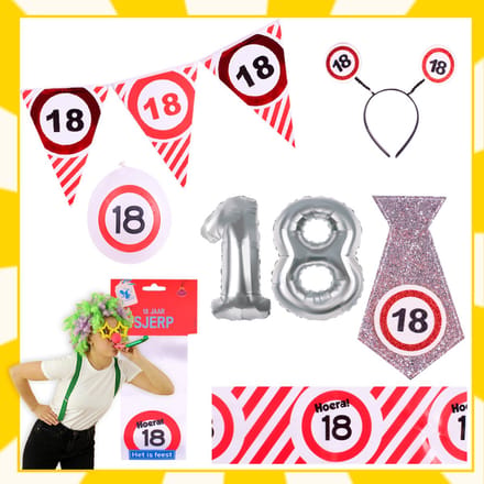 Feestpakket | 18e verjaardag | Verkeersbord | 12-delig