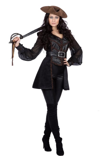 Piratenpak Dames Zwart Luxe - Maat 48