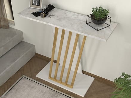 Vente-unique Sidetable - Look van wit marmer en goud - ORSONA