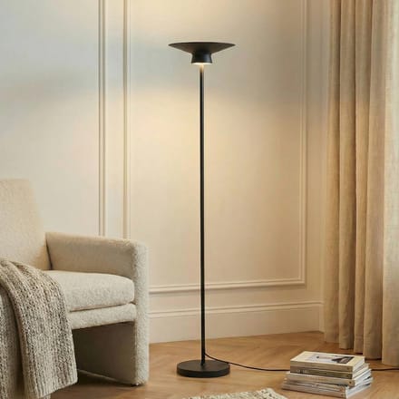 Lindby LED vloerlamp Norvind, zwart, metaal, 1-lamp
