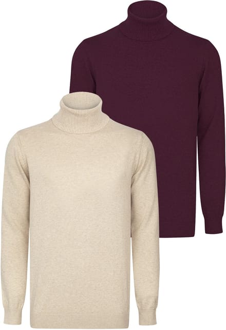 Felix Hardy Colturi - Trui 2 Pack - 100% Katoen Heren Beige-Bordeaux - M