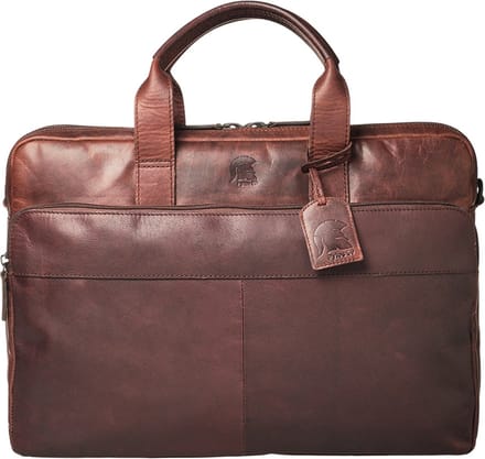 Pylos59 Buff Oily Dames & Heren laptoptas - 17 inch - Werktas A4 - Leer - Bruin