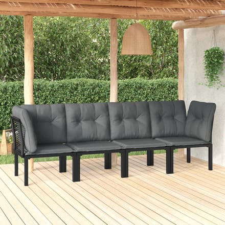 vidaXL - 4-delige - Loungeset - poly - rattan - zwart - en - grijs