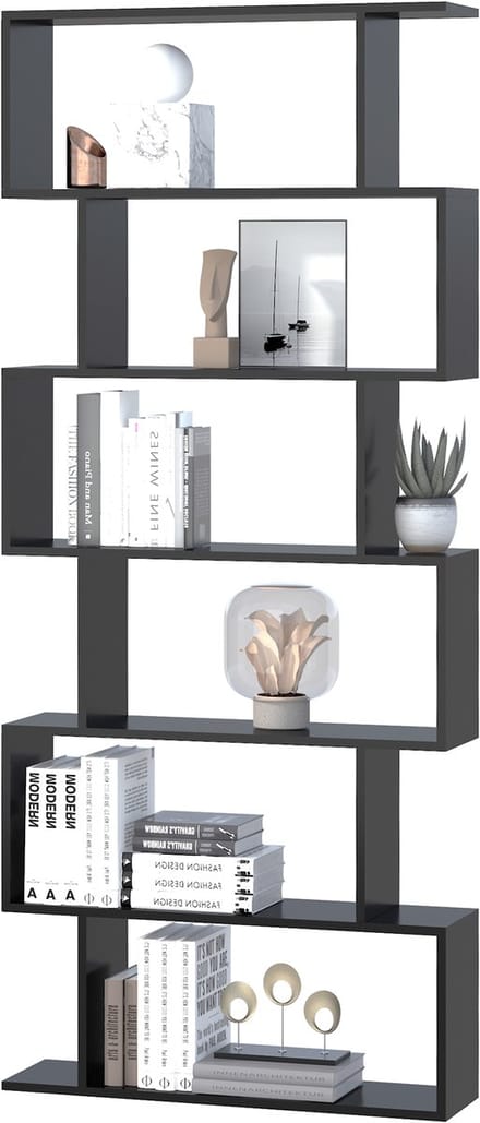 HOMCOM-Boekenplank-Hout-80x23x192cm-Zwart
