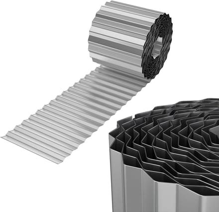 Gazonrand Metaal - Bloembedomranding Tuin - Tuin Afscheiden - Flexibel Golfontwerp - 10 Meter 15cm - Zilver
