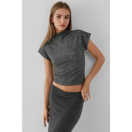 Textuur Ronde Hals Mouwloze Top