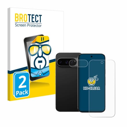 BROTECT - Screenprotector voor Google Pixel 9 Pro (Voor+Camera) - Folie Beschermfolie transparant 2 Stuks