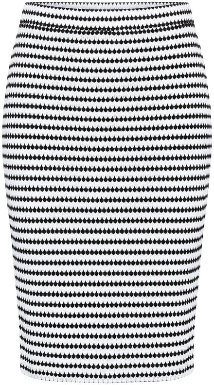 Studio Untold - Dames - Midi-rok van Jersey slim fit structuurstrepen - Off-white - Maat 50+