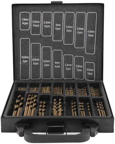 Hofftech Uitgebreide HSS borenset - cobalt coating - 101-delig - inclusief stevige koffer