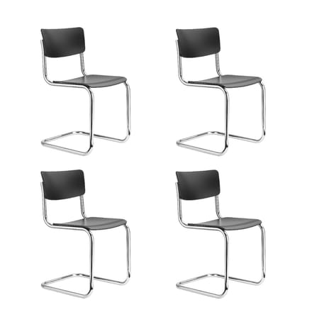 Thonet Set van 4 S 43 sledestoelen - Beuken zwart (TP 29) gebeitst