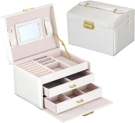 Sieradendoos Organizer - Juweelopberger Lade - Sieraden Opbergen - Meerdere Compartimenten - 17.5cm Breed - Wit