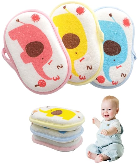 Dailygoods - Set van 3 Zachte Olifanten Badsponzen voor Baby's