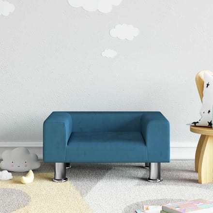 vidaXL - Kinderbank - 50x40x26,5 - cm - fluweel - blauw