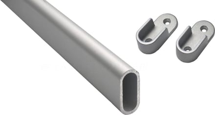 Gardelux - Garderobebuis ovaal - Aluminium - Lengte : 2 meter - 30x14mm - inclusief houders open model