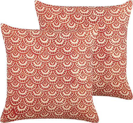 RHUS - Sierkussen set van 2 - Rood/Off-white - 45 x 45 cm - Katoen