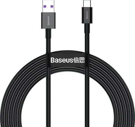 BASEUS - USB-KABEL - USB TYPE C - 66 - W - (11 - V / 6 - A) - HUAWEI - SUPERCHARGE - SCP - 2 - M - ZWART