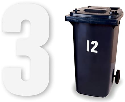Huisnummer kliko sticker - Nummer 3 - Wit groot - container sticker - afvalbak nummer - vuilnisbak - brievenbus - CoverArt