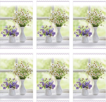 MGPcards - 6x dubbele wenskaart met envelop - Blanco - Bloemen - 11,5 x 17 cm