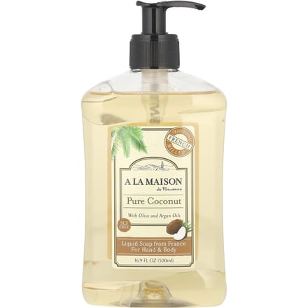 A La Maison de Provence, Savon liquide pour les mains et le corps, noix de coco pure, 500 ml (16,9 onces liquides) beige