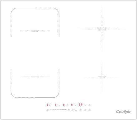 Inbouwhaakplaat 4 zones wit keramisch glas met stekker