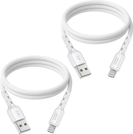 2x usb naar geschikt voor Lightning kabel - 2m - Veilig opladen - Flexibel - Wit