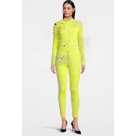 Marcell von Berlin Women's Sequin Bodycon Overall Neon Yellow Maat: 36 | Jumpsuits Outlet | Dames | Geel