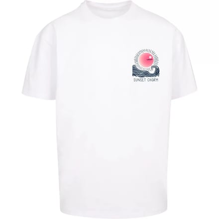Merchcode - Sunset Charm Oversized Heren Tshirt - S - Wit