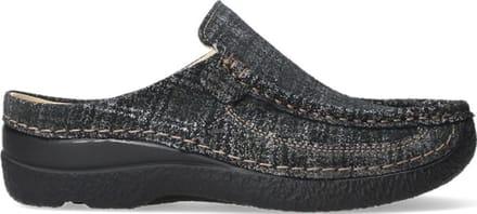 Wolky Comfortschoenen Roll Slide zwart/goud metallic suede