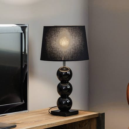 Argon Textiel tafellamp Fulda, glasdecor, zwart