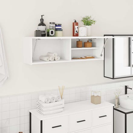 Meuble Haut Mural de Salle de Bain Blanc 100 x 25 x 30 cm Bois d'Ingénierie