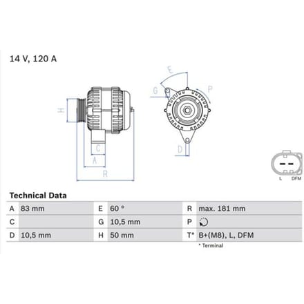Driefasige generator BOSCH 0 986 047 530
