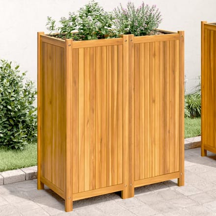 vidaXL - Plantenbak - met - voering - 84x42x100 - cm - massief - acaciahout