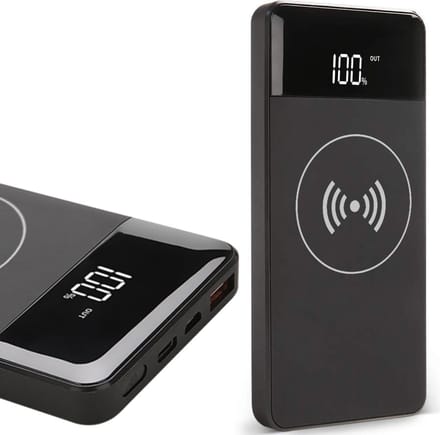 Powerbank Draadloos Oplader Snellader 10000 mAh - 15W Draadloos - Powerbank met USB, USB C & Micro USB
