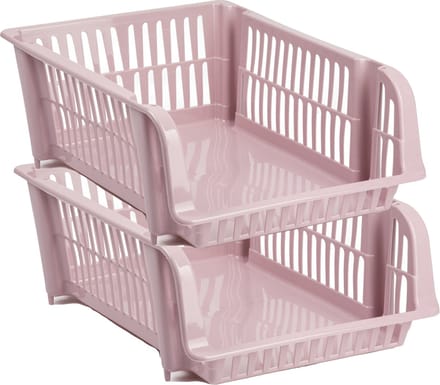 Plasticforte Stapelbare opbergmand - 2x - Oudroze - 20L - kunststof - 43 x 32 x 16 cm