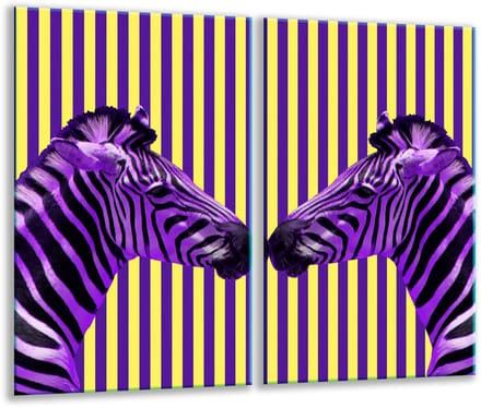 TMK ArtDeko Serie - Glazen Snijplank - 30x52 cm - Zebra Motief - Hittebestendig