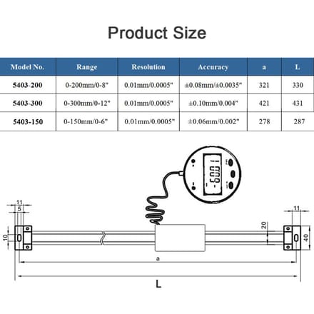 Digitale Lineaire Afleesbare Schaal Liniaal Verticale Afmeting Optioneel 0,01 mm Magnetische Afstandsbediening Extern Display Liniaal Machinegereedschappen blue
