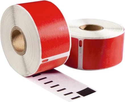 Boxstuff - Dymo 99010 rood compatibele labels - 89 mm x 28 mm - 260 labels per rol
