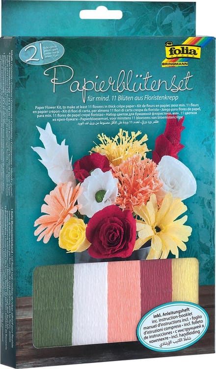 Folia knutselset crêpe papier bloemen | 21-delig