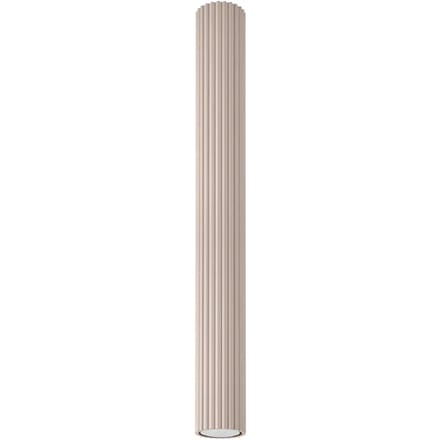 Plafondlamp KARBON 60 extra lange geribbelde buisspot van 60 cm - Sollux Lighting - IP20 - Taupe aluminium behuizing - 6.5 x 6.5 x 60 cm - 1 x GU10 LED, exclusief lichtbron - Max. 10 W - Minimalistische plafondlamp voor woonkamer en slaapkamer
