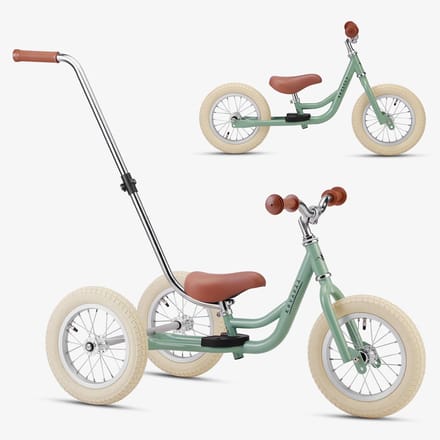 Køvapää Trike - 2 in 1 Loopfiets - 1.5 t/m 4 jaar - Met Naamsticker - 12 inch – Loopfiets - Groen