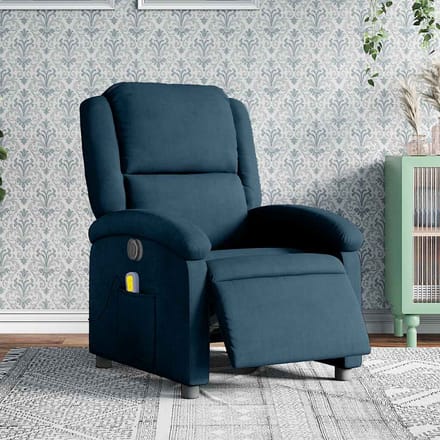 vidaXL - Massagestoel - elektrisch - verstelbaar - fluweel - blauw