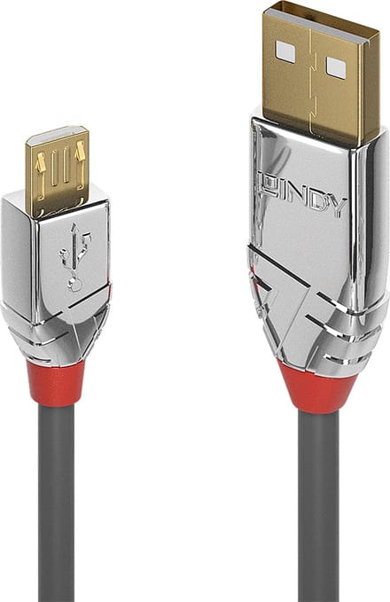LINDY 36651 USB-kabel USB 2.0 USB-A stekker, USB-micro-B stekker 1.00 m Grijs