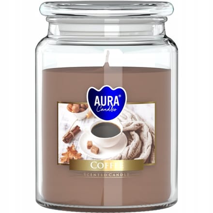 Bispol Aura Grote Geurkaars Glas - Koffie, 100u Brandduur, 500g