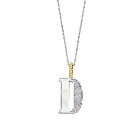 TI SENTO Dames Hanger - 925 zilver - Letter D - Parelmoer - 6840MW_D