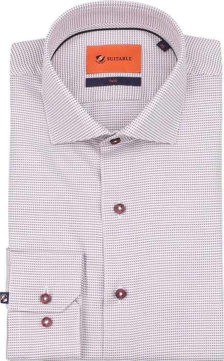 Suitable Overhemd Print Rood Hook - Maat 39 - Heren - Overhemden Formeel