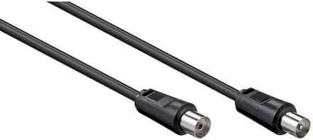 Goobay Antennekabel van 50 cm zwart, dubbel afgeschermd, met vergulde contacten