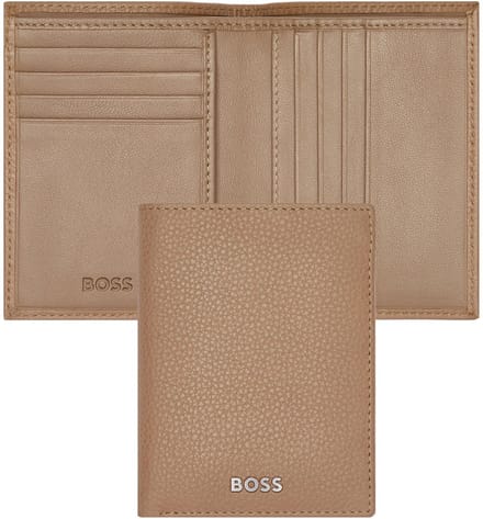 HUGO BOSS Leren Kaarthoes Classic Grained Card Case Camel Lichtbruin
